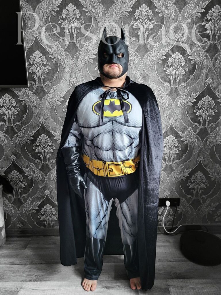 Чоловічий костюм Бетмена з комбінезоном, маскою та плащем для вечірок